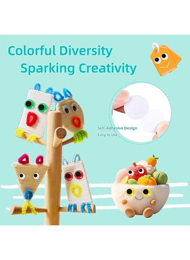 Happy D 600-pack of colorful round wiggly eye stickers, with adhesive backing, suitable for making teddy bear toys (mixed sizes) - Image 2